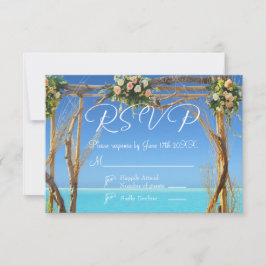Floral Tropical Summer Beach Wedding Tarjeta RSVP