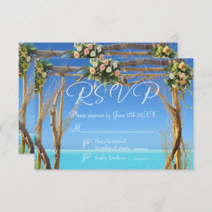 Floral Tropical Summer Beach Wedding Tarjeta RSVP