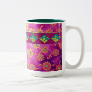 Floral turquesa rosa ORIENTAL - Mug, Copa