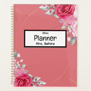 Floral única de vuelta al planificador escolar