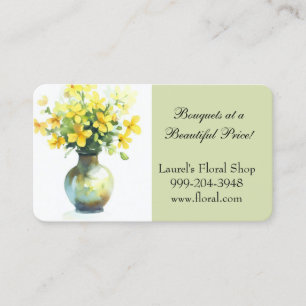 Floral Ver tarjetas de visita con flores amarillas