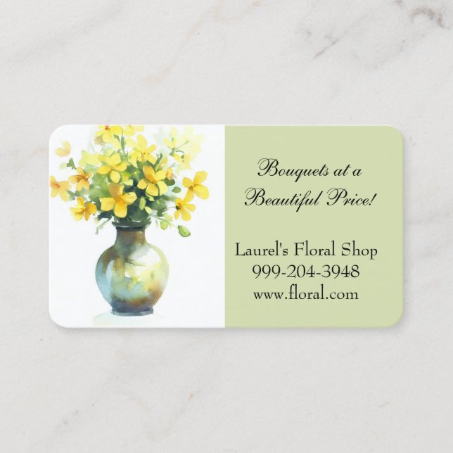 Floral Ver tarjetas de visita con flores amarillas (Anverso)