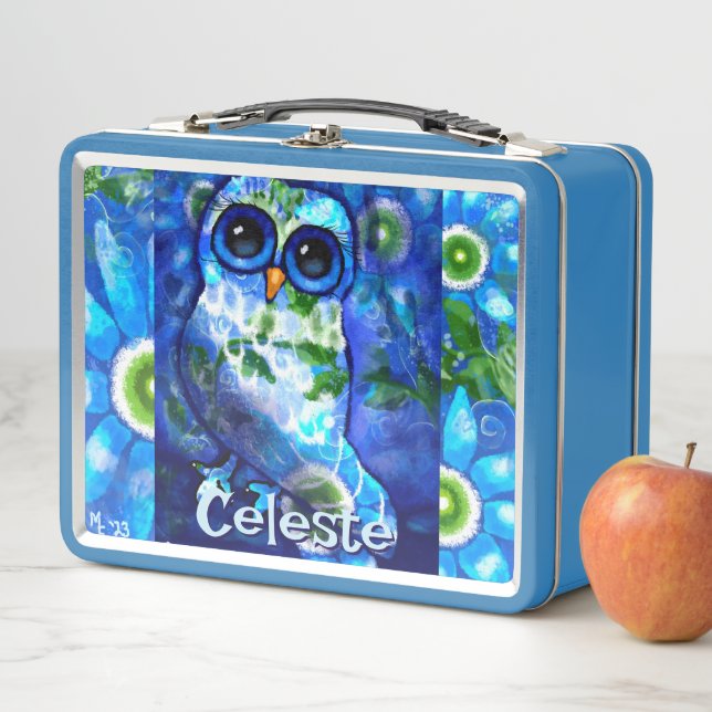 Floral verde azul de búho capilar personalizada (In situ)