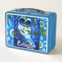 Floral verde azul de búho capilar personalizada