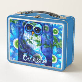 Floral verde azul de búho capilar personalizada