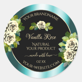 Floral Verde azulado Black Gold Etiquetas de produ