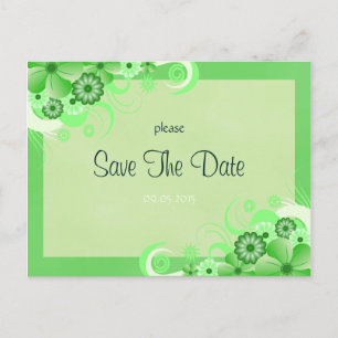 Floral verde claro Guardar la tarjeta de anuncio d