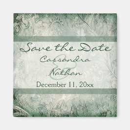 Floral verde e marfil salvan el imán de fecha