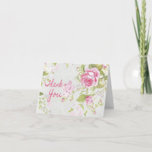 Floral Vintage Agradecimiento Flor Rosa Rosa Azul
