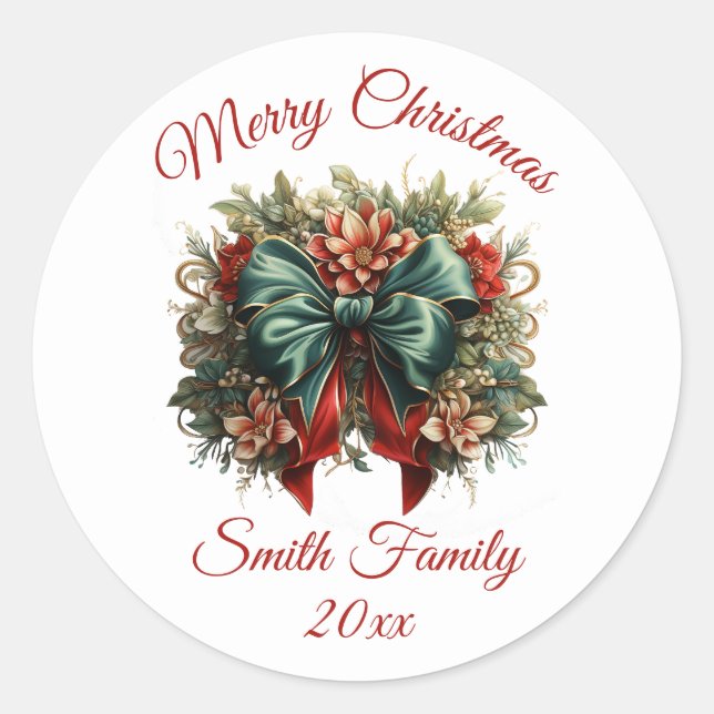 Floral vintage con arcos adhesivos navideños (Anverso)