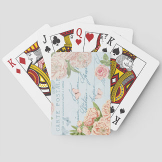 Floral vintage elegante cartas de juego con flores