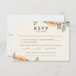 Floral Vintage Eucalyptus Roses Menu Choice RSVP