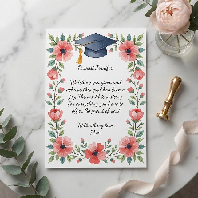 Floral Watercolor Daughter Graduation Poem Card (Subido por el creador)