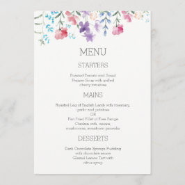 Floral Watercolor Garden Wedding Menu