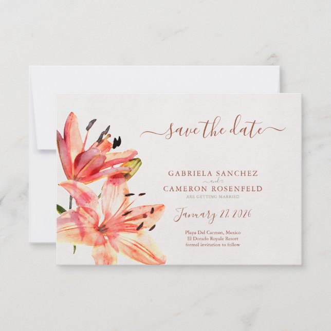 Floral Watercolor Lillies Terracotta (Anverso)