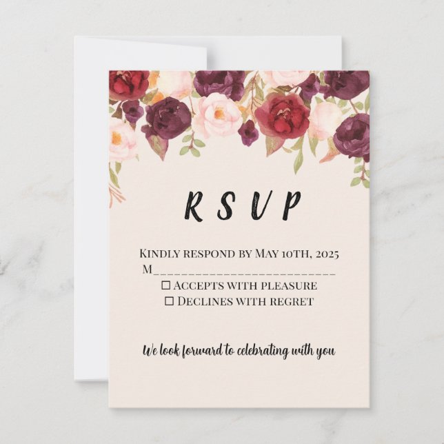 Floral Watercolor RSVP (Anverso)