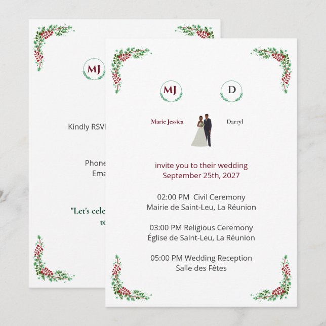 Floral Wedding Invitation (Anverso / Reverso)