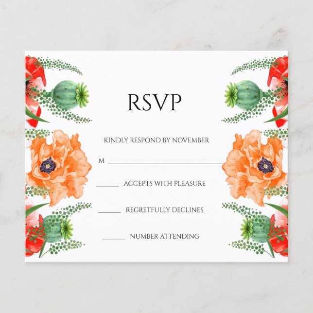 Floral Wedding RSVP Card Flyer (Frente)