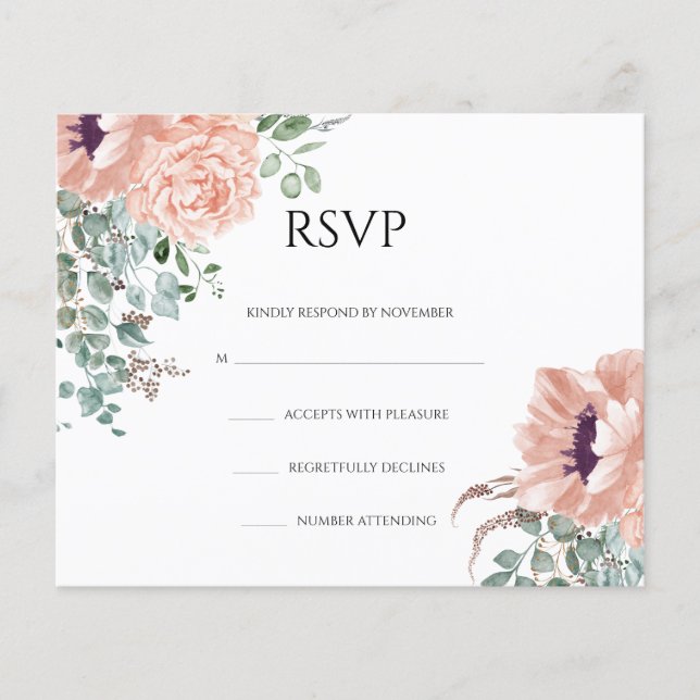 Floral Wedding RSVP Card Flyer (Frente)