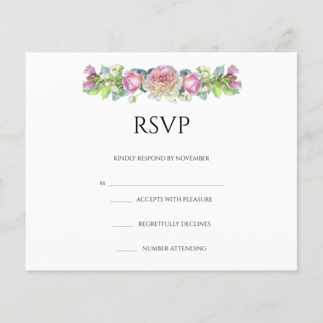 Floral Wedding RSVP Card Flyer (Frente)