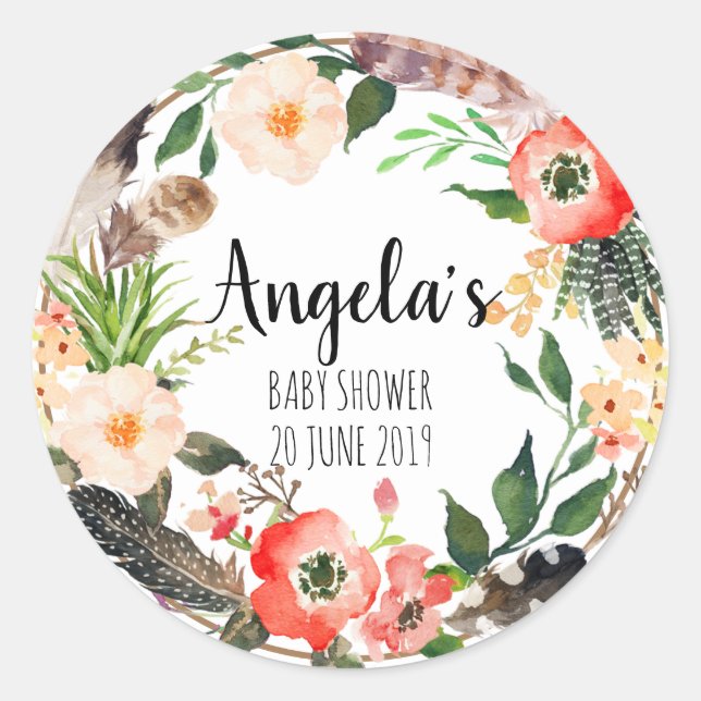 Floral Wreath Botanical Gracias Pegatina (Anverso)