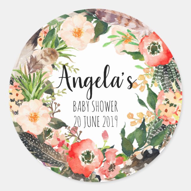 Floral Wreath Botanical Gracias Pegatina (Anverso)