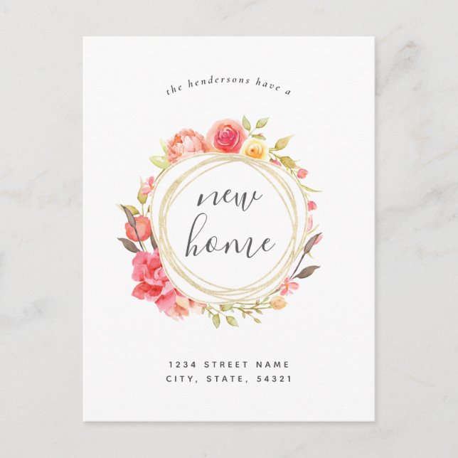 Floral Wreath Nueva Invitación de movimiento de ca (Anverso)
