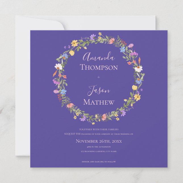 Floral Wreath Purple Rubor Boda de flores silvestr (Anverso)