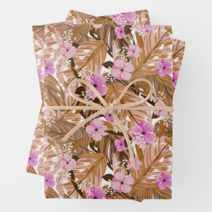 Floral y hojas tropicales