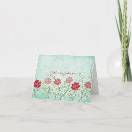 Floral y hojas vintage Notecard personalizado