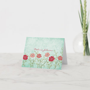 Floral y hojas vintage Notecard personalizado