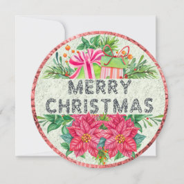 Floral y presenta la tarjeta de redondeo navideña