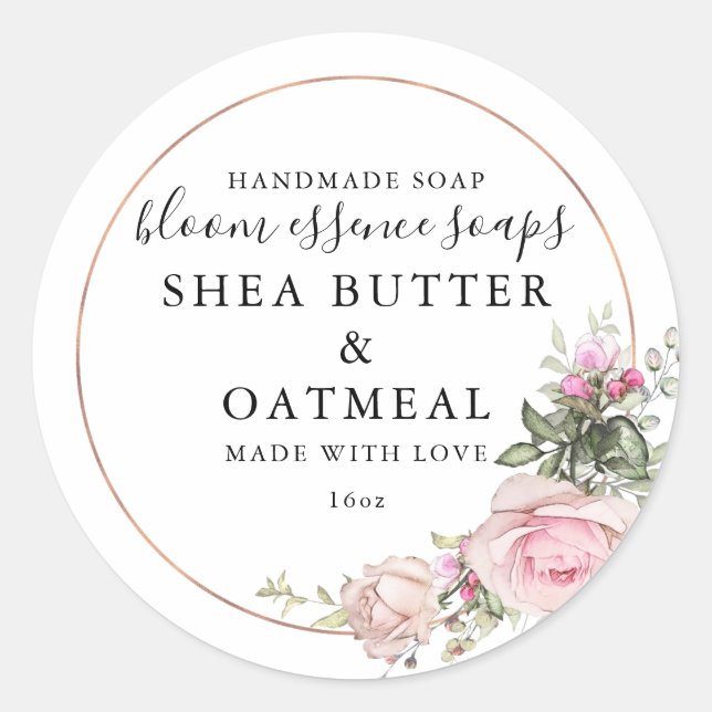 Floral y Relieve metalizado | Pegatina de jabón (Anverso)