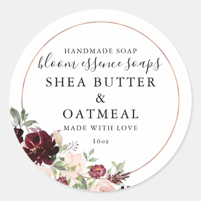 Floral y Relieve metalizado | Pegatina de jabón (Anverso)