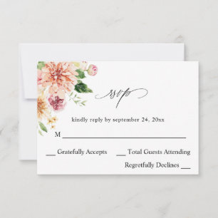 Floral y vegetación rosa y rosa en la carne RSVP V