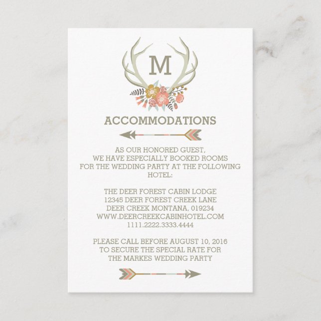 FLORALES ANTLERS | TARJETA DE ALOJAMIENTO BODA RÚS (Anverso)
