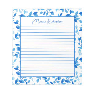 Florales Azules Bonitos Cuaderno Personalizado Mod