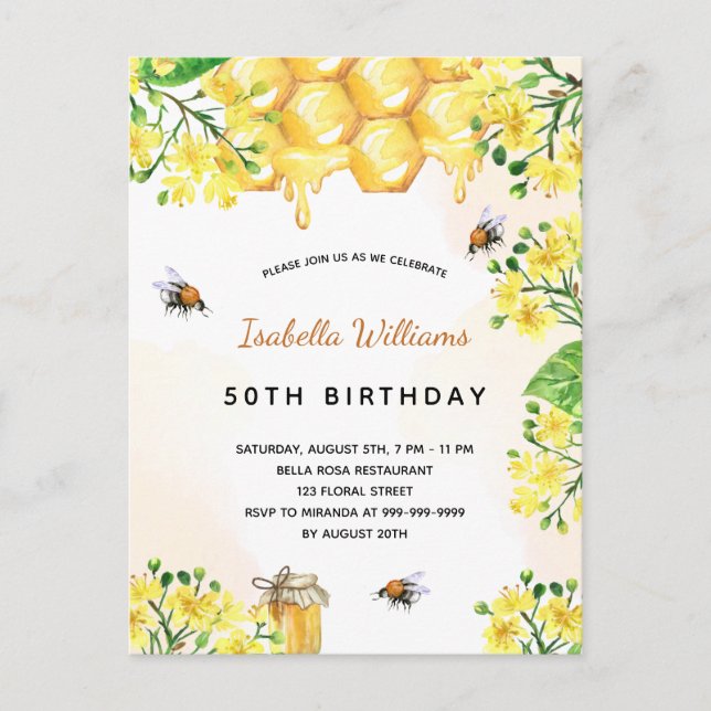 Florales de cumpleaños invitación de verano elegan (Anverso)