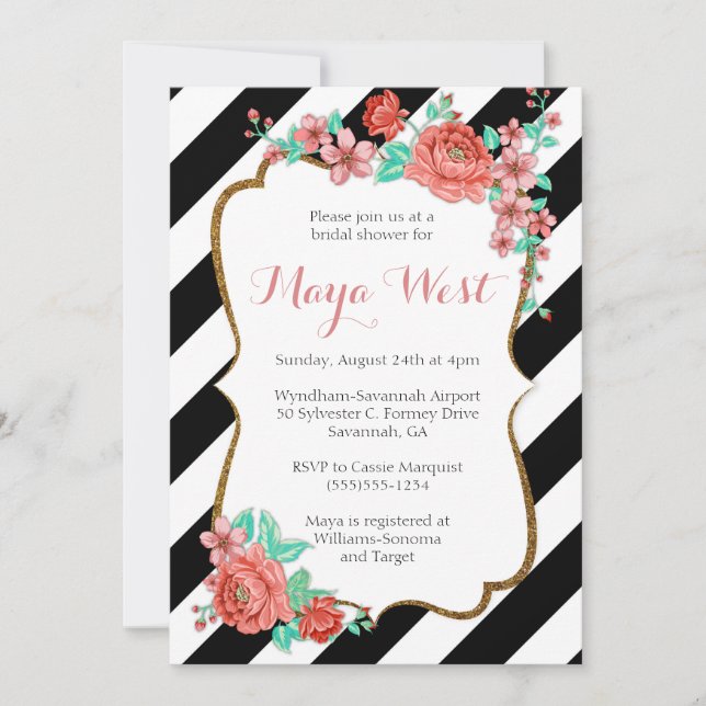 Florales de época con invitaciones Purpurinas (Anverso)