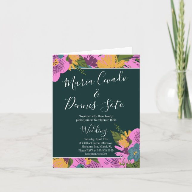 Florales de mano Boda Negrita Verdor rosa (Anverso)