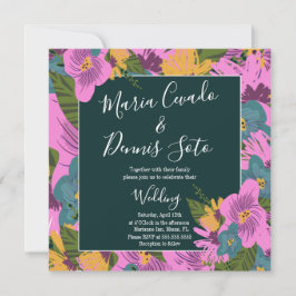 Florales Dibujados a Mano Bodas Verde Bold Rosa