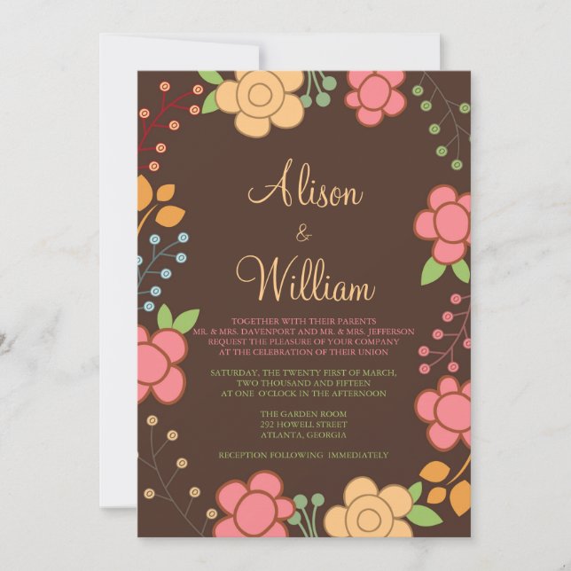 Florales encantados - Invitación a la boda (Anverso)