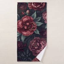 Florales Malhumorados Patrón Acuarela Rojo Oscuro