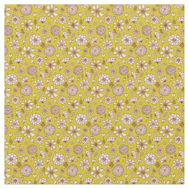 Florales patrón de flores amarillo fondo Tela (De cerca)