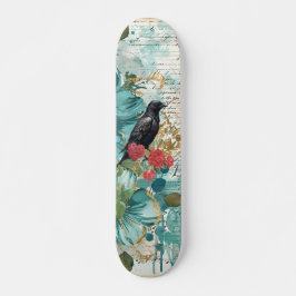 Florales Turquesa Angustiadas Patineta Cuervos y R