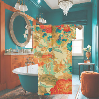 Florales Verde azulados, Peach, Verde azulados con