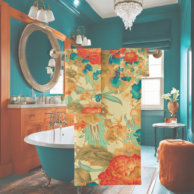 Florales Verde azulados, Peach, Verde azulados con (Subido por el creador)