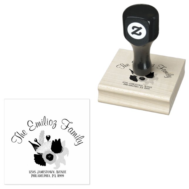 Florals Dirección de nombre dibujado Sello de goma (Sellado)