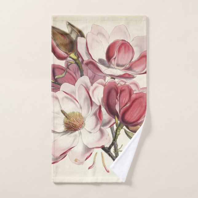 Florals Magnolias Burgandy, toalla rosa (Toalla de mano)
