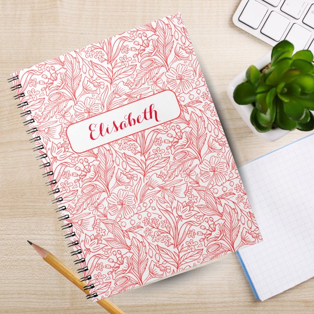 Florece Donde Estás Plantado: Cuaderno Personaliza (Bloom Where You're Planted: Red Personalized Notebook)
